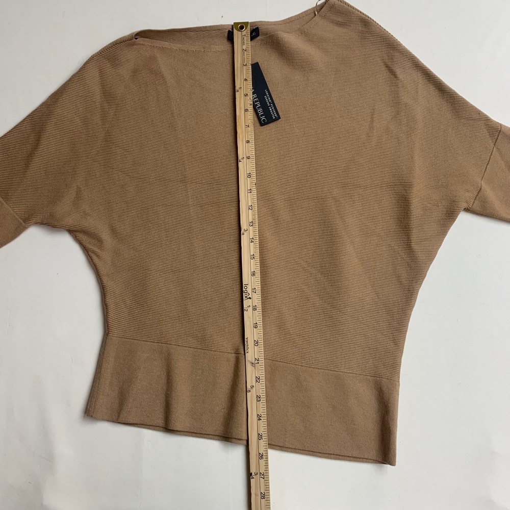 Banana Republic Serene Sweater XL Camel Brown Ribbed‎ Lenzing Ecovero NWT - Picture 5 of 7